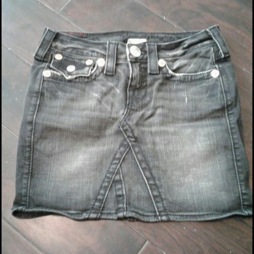 True Religion Black Denim Skirt